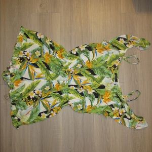 Tropical Print Cold Shoulder Romper